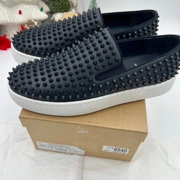 Men’s Christian Louboutin roller boat spike slip on sneakers size 44  Italy - Picture 6 of 13